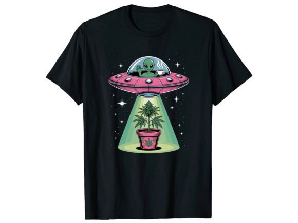 Alien Abduction Weed Plant Graphic for T-Shirt Designs