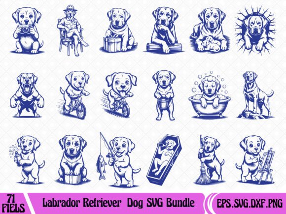 Cute Labrador Retriever SVG Bundle: Graphics & T-Shirt Designs