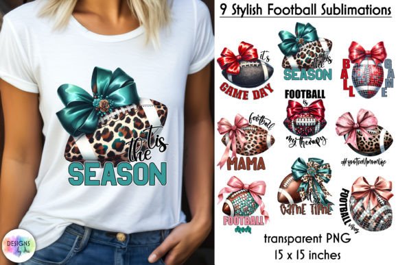 Football with Bow Graphics & T-Shirt Designs