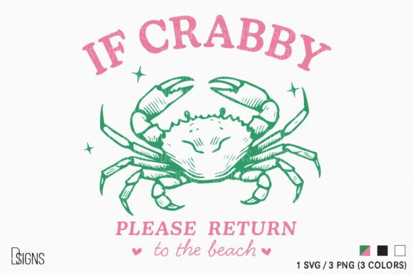 Funny Summer Svg Retro Beach Crab Png Graphics for T-Shirt Designs