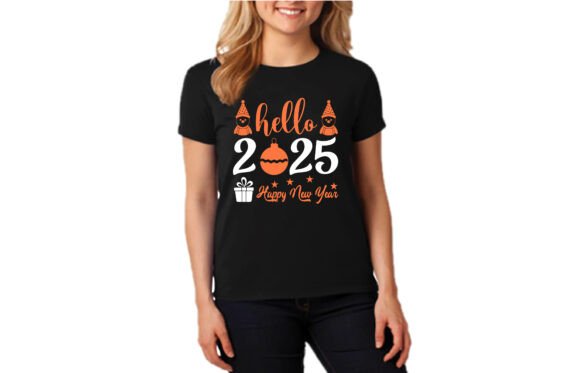 Hello 2025 Happy New Year SVG for T-Shirt Design Graphics