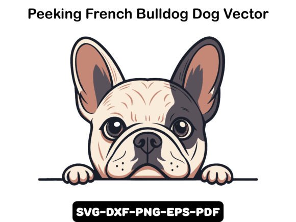 Peeking French Bulldog Dog Vector Graphics for T-Shirt Designs