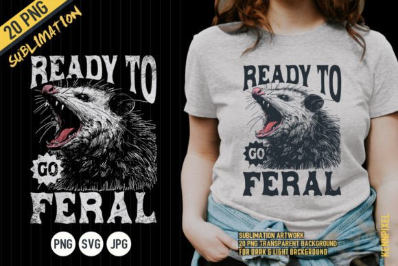 Ready to Go Feral Possum Retro Shirt SVG Graphics for T-Shirt Designs