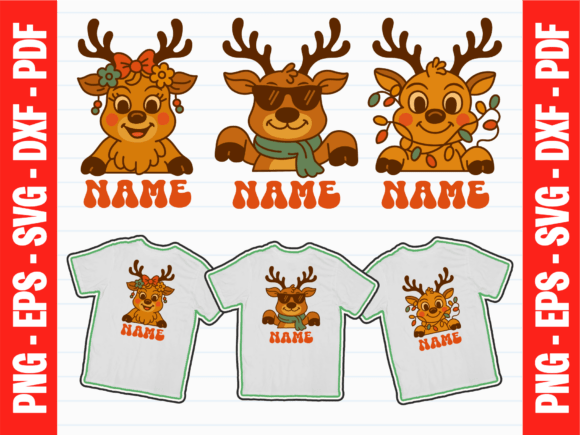 Reindeer Family Christmas SVG Bundle: Holiday Graphics & T-Shirt Designs