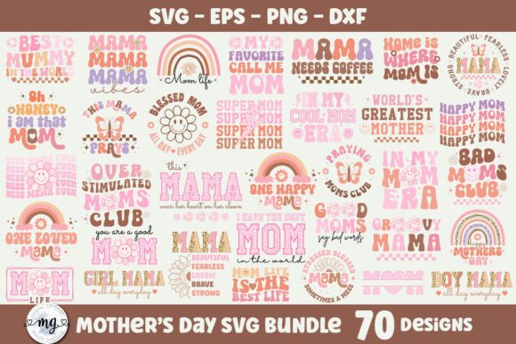 Retro Mother s Day SVG Bundle: Graphics & T-Shirt Designs