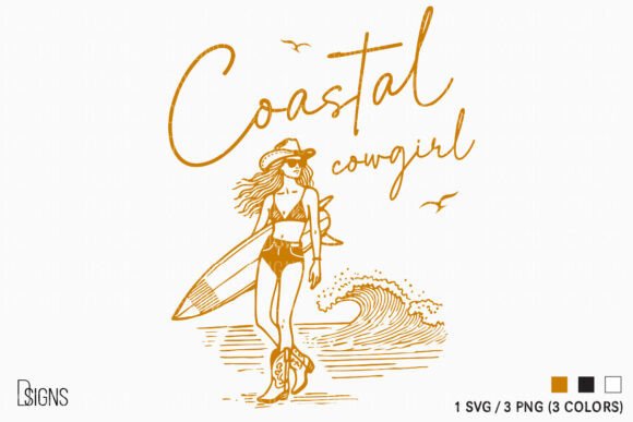 Summer Beach Coastal Cowgirl PNG: Graphics & T-Shirt Design